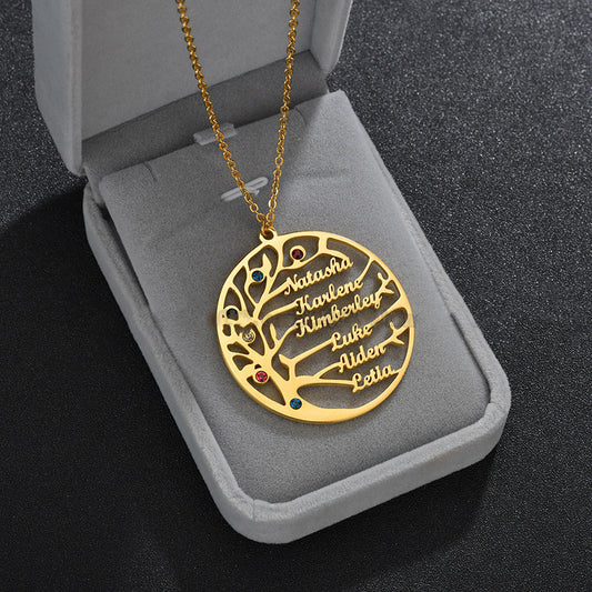 Golden Tree of Life Custom Name Necklace