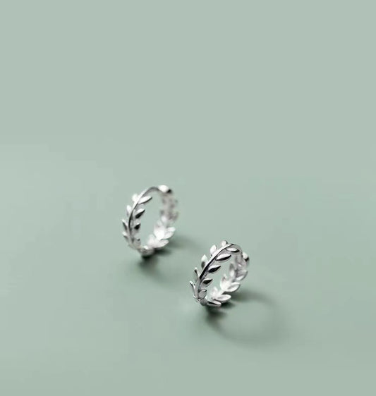 Cute Branch Sterling Silver Hoop Earrings